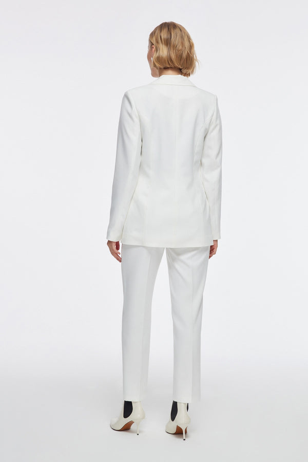 Semperiba Düğme Detaylı Beyaz Pantolonlu Takım