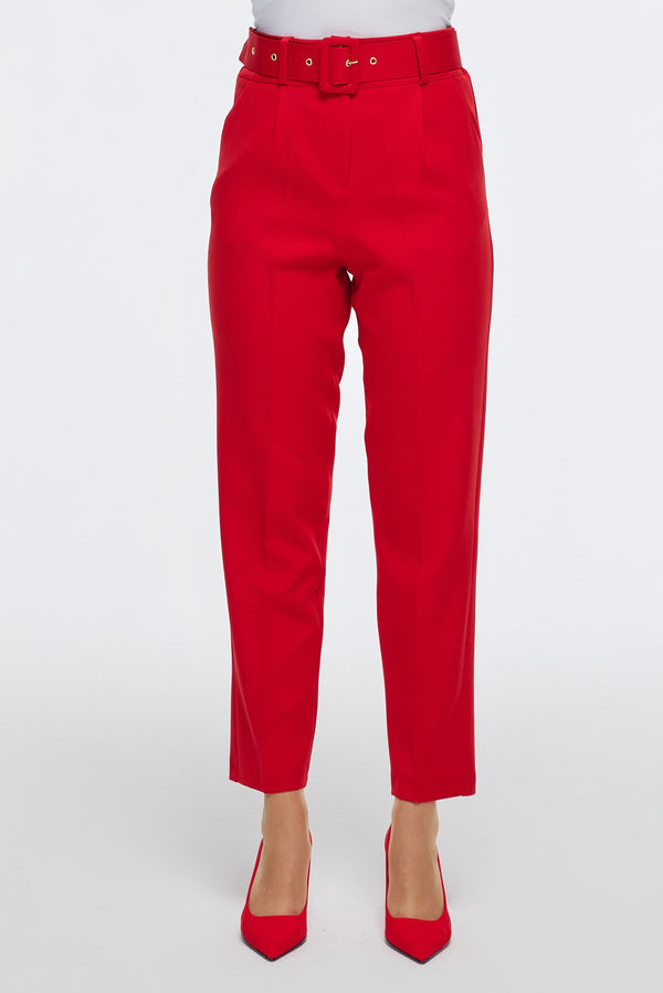 Semperiba Kemer Detaylı Pantolonlu Kırmızı Takım