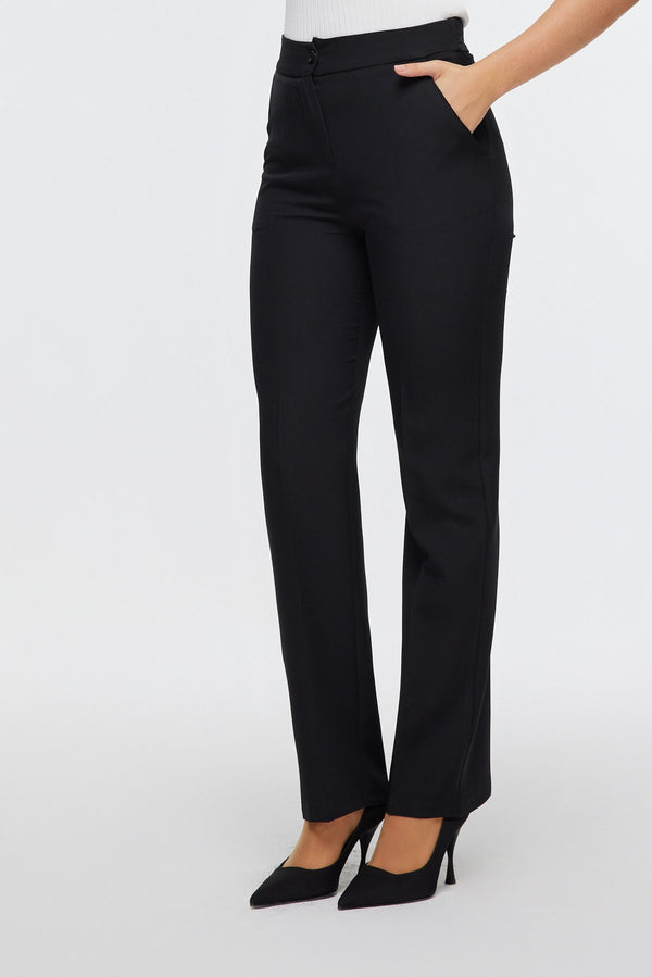 Semperiba Kadın Cep Detaylı Siyah  Pantolonlu Takım